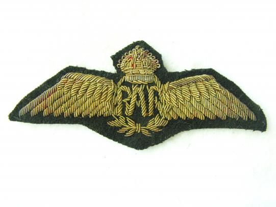 WWII RAF Pilot wing in mess dress bullion thread
