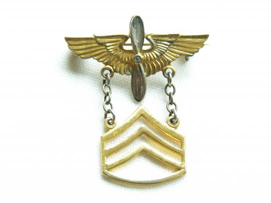 WWII U.S. Air Corps Staff Sargeant Sweetheart Brooch