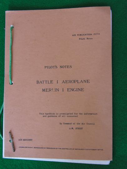 Pilot's Note's Battle I Aeroplane Merlin I Engine