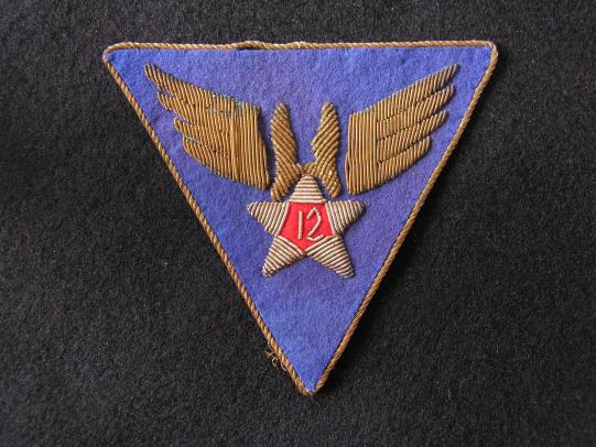 WWII USAAF 12th Air Force Officer's Patch In Bullion