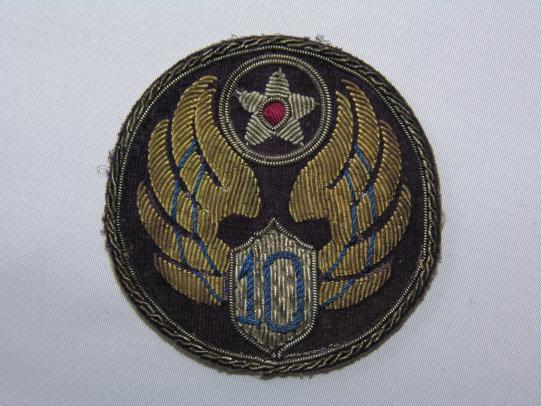 WWII US Army 10th Air Force Patch in Bullion
