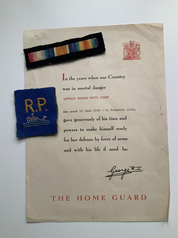 WWII Home Guard Certificate to a Captain